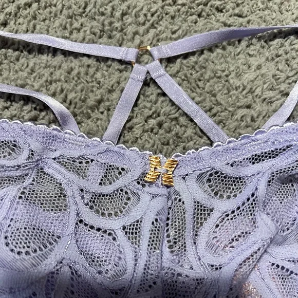 NWT Savage X Fenty Sorry Not Sorry Strappy Lace Brazilian Lavender Size 2X - Picture 4 of 7